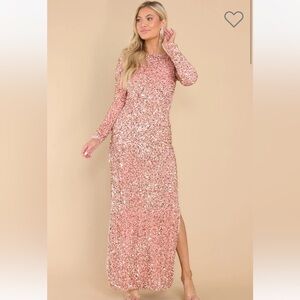 Hold Your Crown Rose Gold Sequin Maxi Dress
